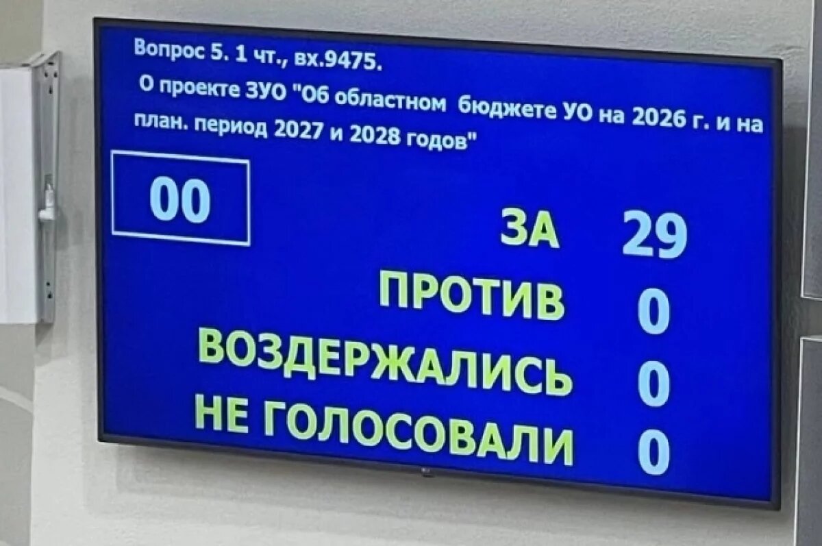    Проект бюджета Ульяновской области на 2026 год принят в первом чтении