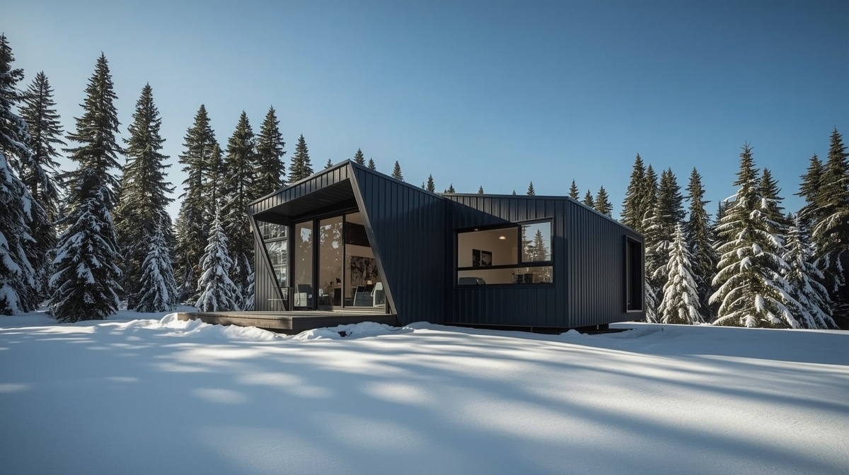 Модульный дом на зимнем участке