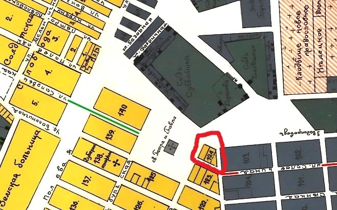 Улица Никитинская (Соловьиная) и 124-й квартал на плане Самары 1910- го года. Изображение из открытых источников в интернете