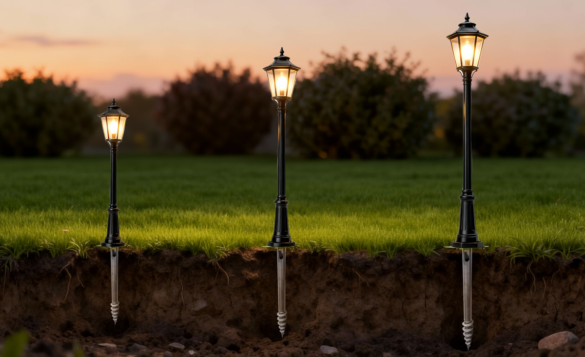 Фонари установленные на электротехнические сваи Fonar.pro