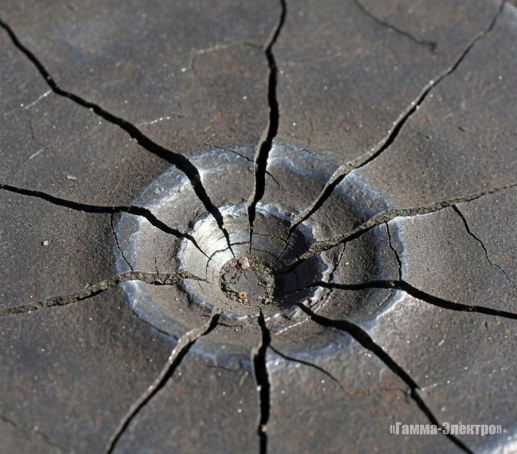 Концентрированное воздействие приводит к множественным трещинам в металле с низкой ударной вязкостью