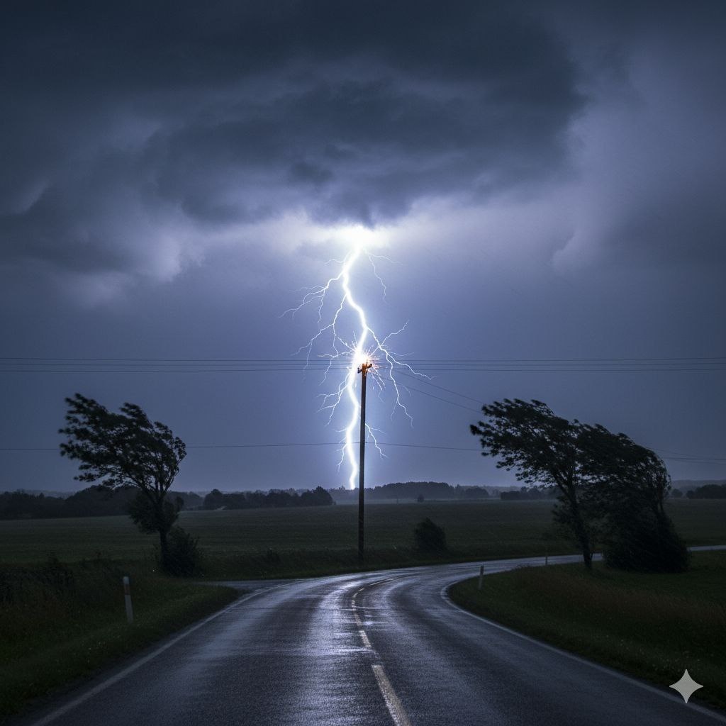 Молнии нередко поражают опоры на черноморском побережье