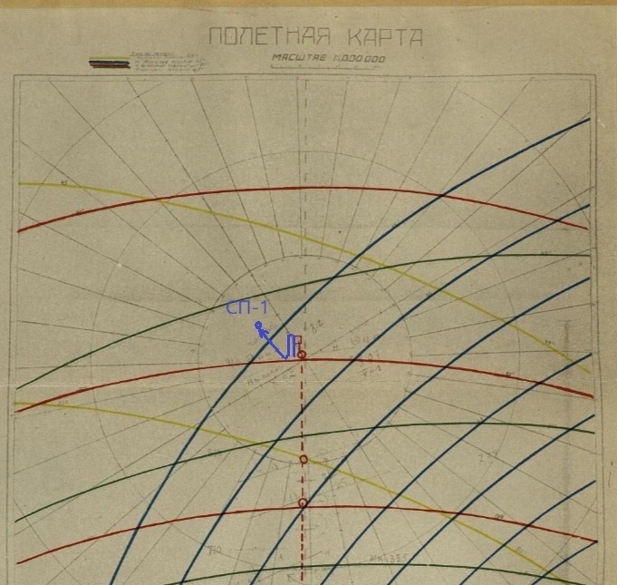 Карта Спирина с подрисованной синим траекторией выхода на посадку. Эти заковористые зигзаги должны превысить 100 км