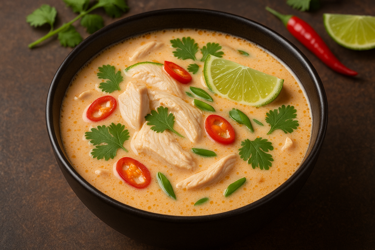 🥥 Тайский суп с кокосовым молоком и курицей. Вариант сервировки.