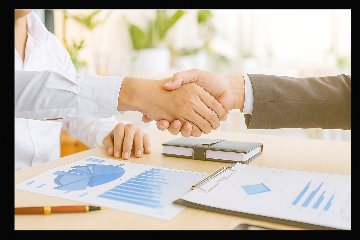 Рукопожатие после успешной передачи собственности в доверительное управление