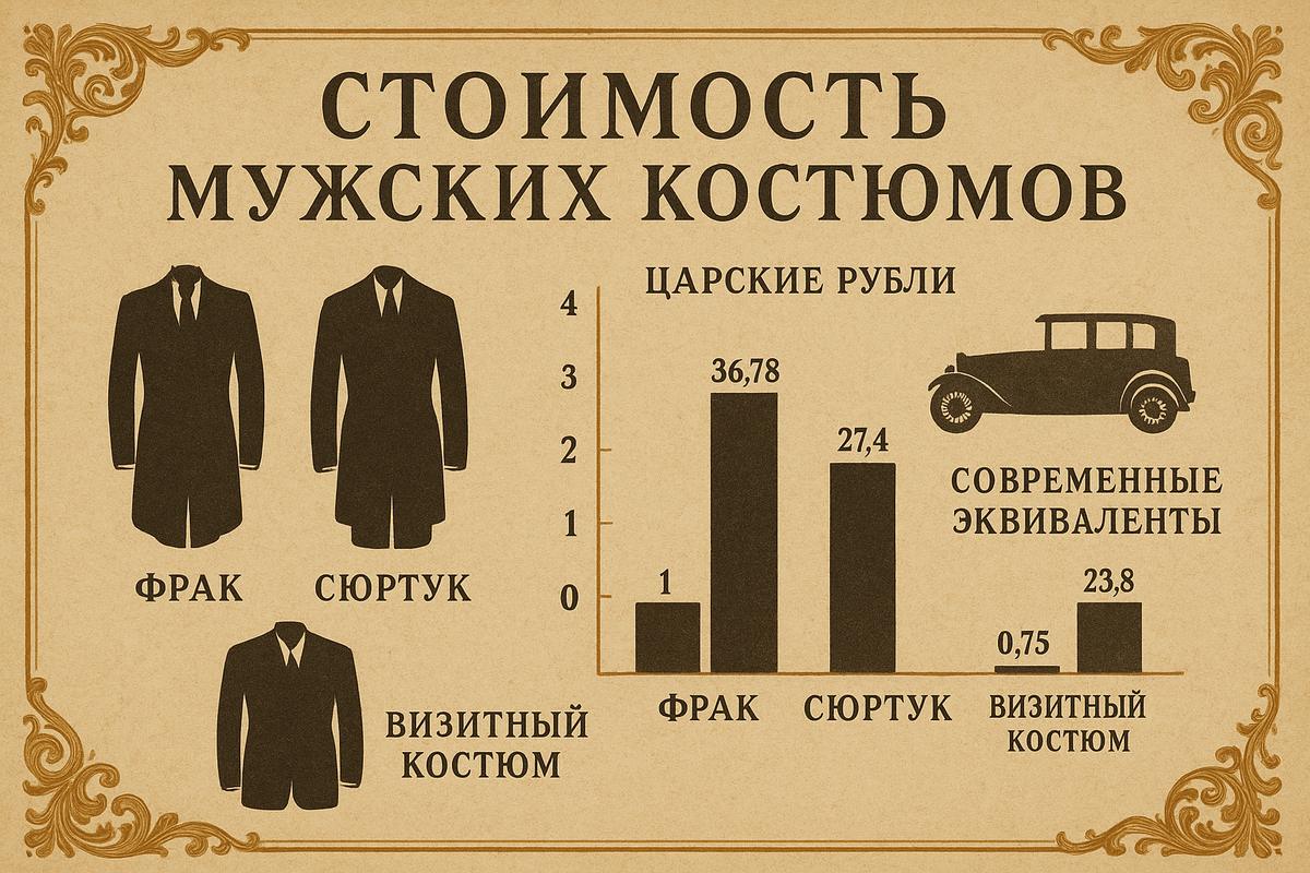 «Переводим на современные деньги: базовый гардероб аристократа стоил как премиальный автомобиль. Годовой оклад чиновника уходил на один сюртук. Шокирующая арифметика статуса».