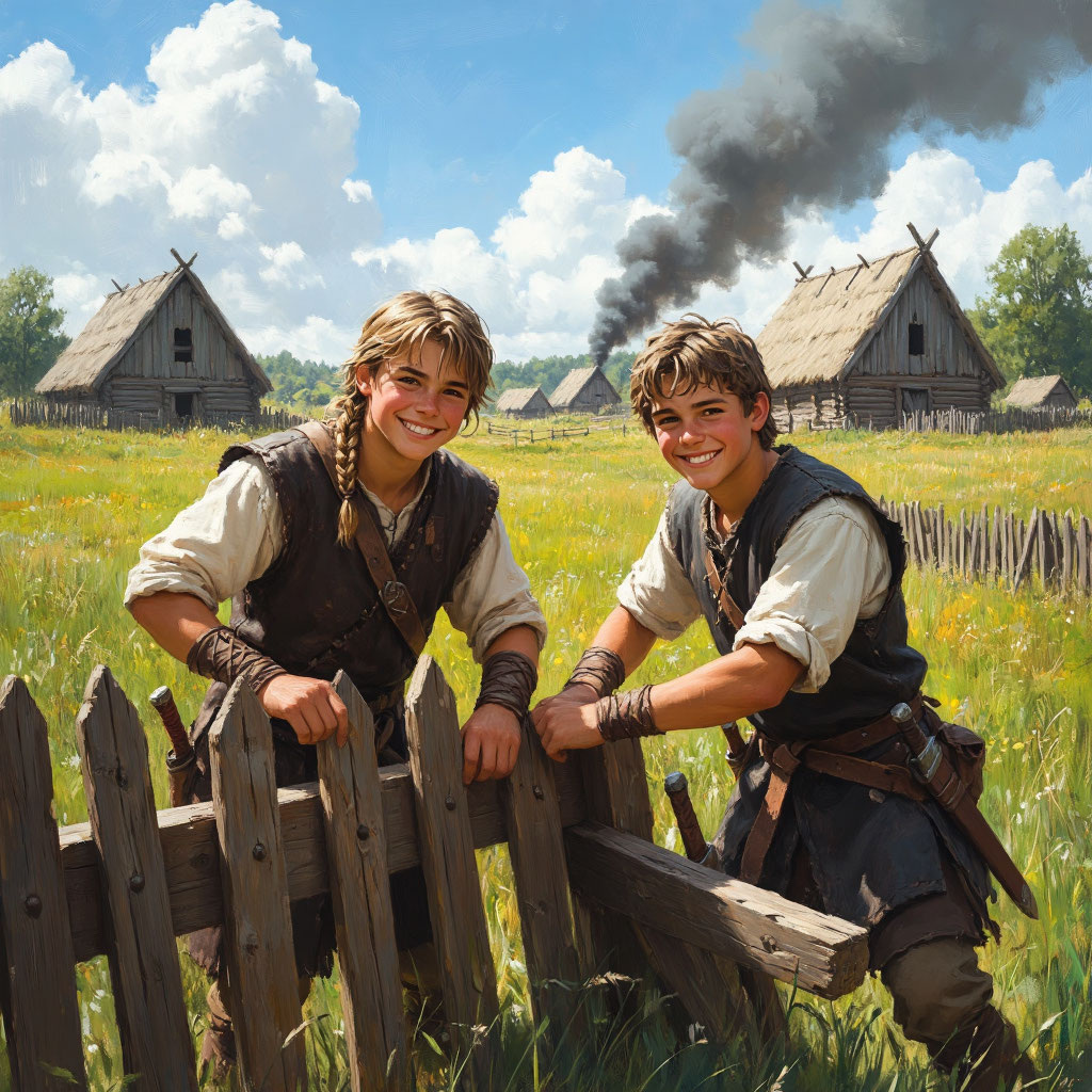 Два молодых воина из разных родов вместе