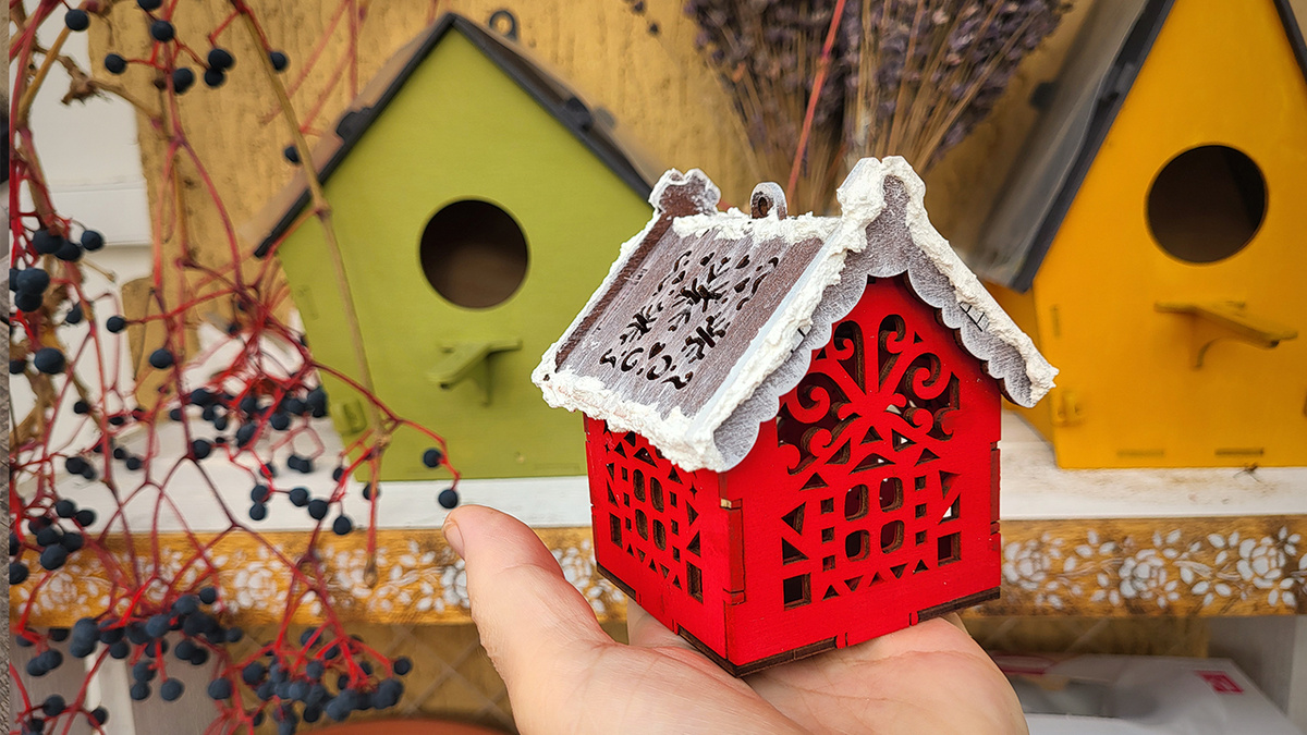 Мои домики со снегом на крышах - фото автора Ольги Суховой.