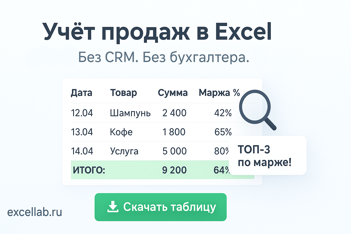 Учет продаж в Excel - Автоматизированная таблица учета доходов и расходов для бизнеса