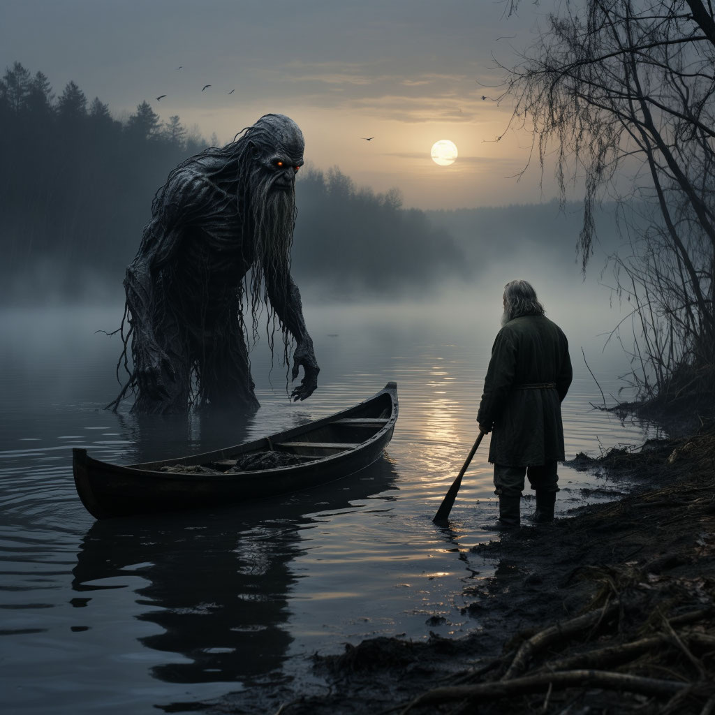 Тёмные воды Чёрной Протоки в сумерках.