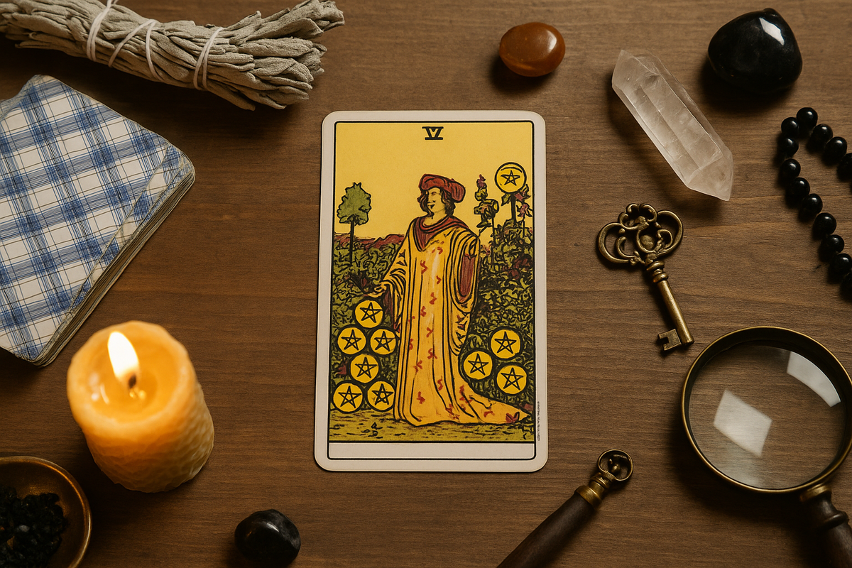 9 Пентаклей в Таро — символ зрелого успеха и внутреннего равновесия. Всё приходит вовремя, если опираться на собственные силы.