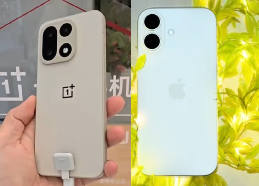 OnePlus 15 слева и iPhone 17 справа