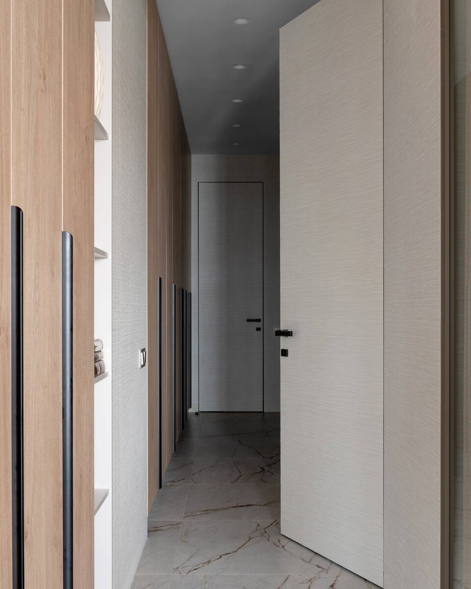 Скрытые двери Фрамир с алюминиевой кромкой на алюминиевом коробе