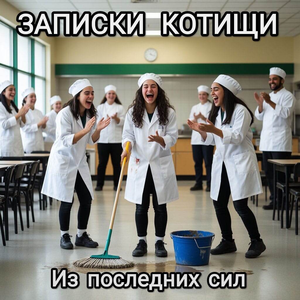 «Мы шли на дежурство как три мушкетёра. Не знали, что нас ждёт не уборка, а настоящее сражение с 300 тарелками гречи, липким компотом и одним пропавшим батоном, который чуть не стоил нам выговора.»