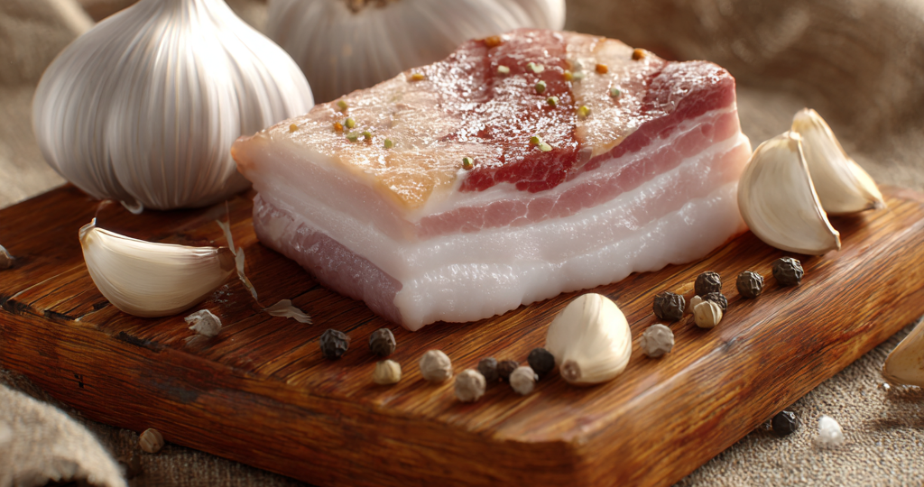 🥓 Рецепт: сало сухого посола с чесноком и перцем