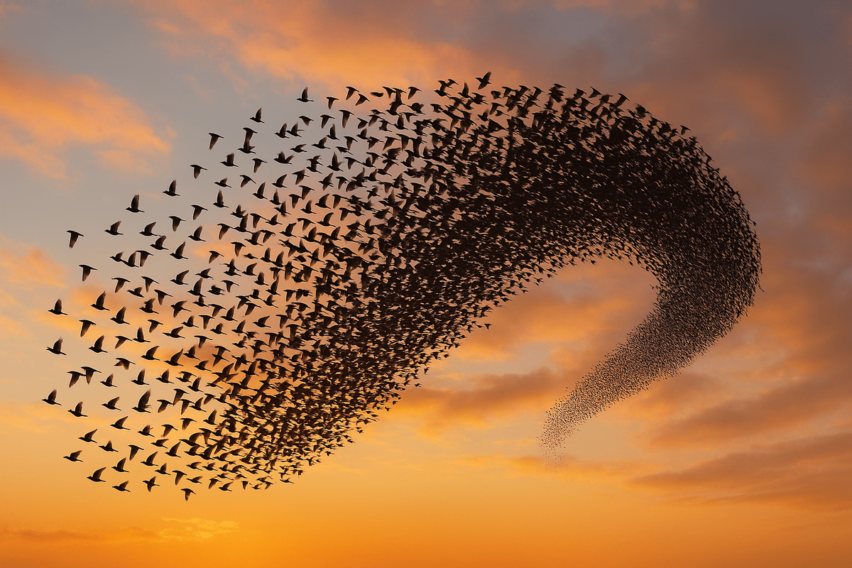    Эволюционный автопилот: птицы не сталкиваются, даже летя сотнями в стае.
