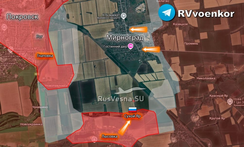 Карта СВО. Покровск, котел Мирнограда