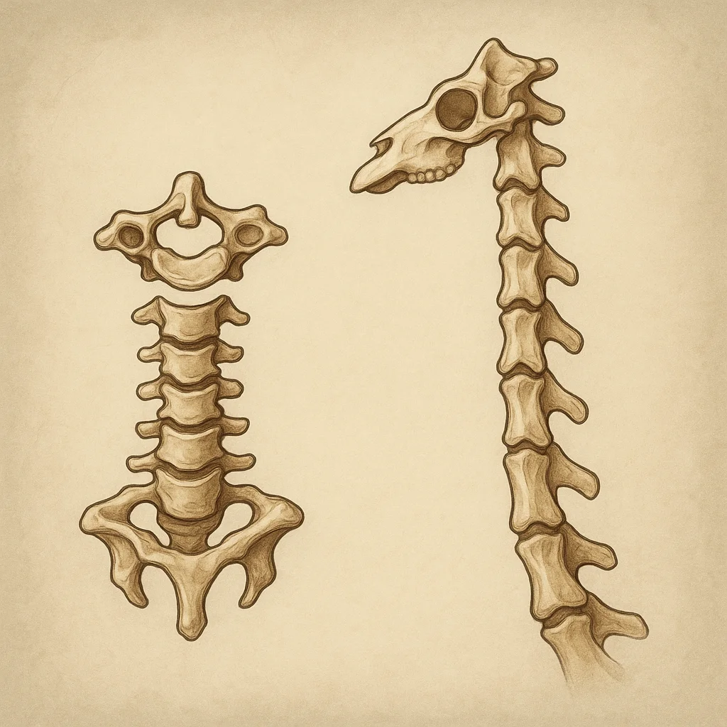 Позвонки шейного отдела человека и жирафа