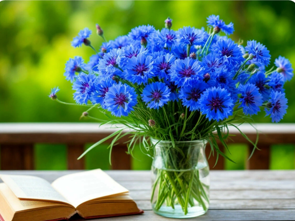 Василёк синий. Картинка сгенерирована автором в нейросети