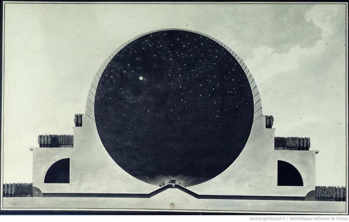 Этьен-Луи Булле. «План кенотафа Ньютону», 1784 год, Национальная библиотека Франции, Париж © Public domain
