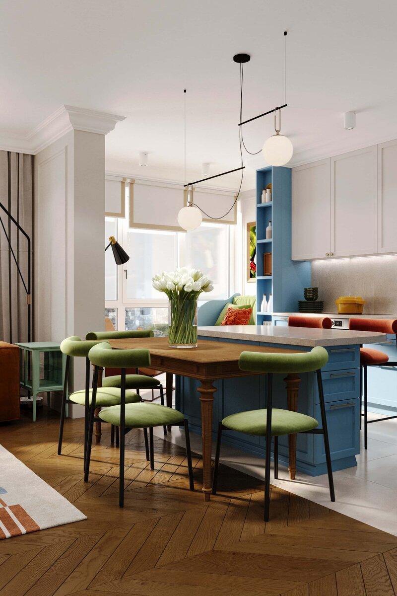 Яркая кухня-столовая