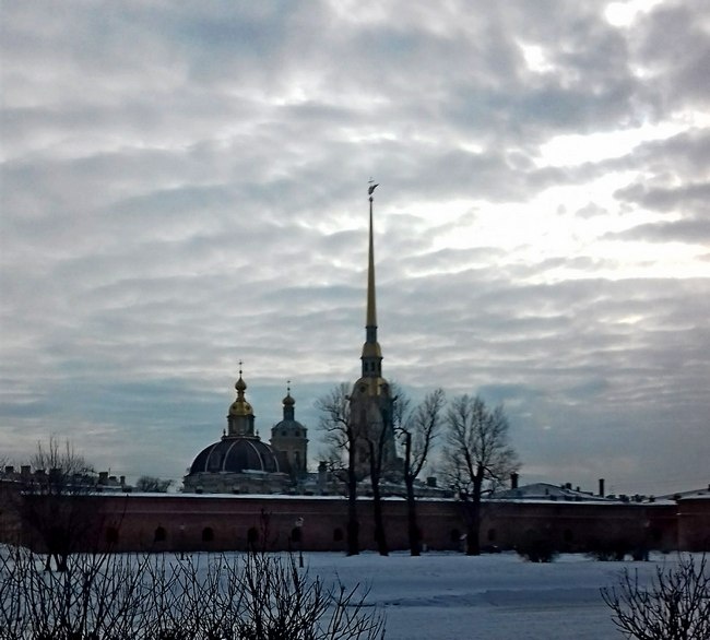 Вид на зимнюю Петропавловскую крепость с Кронверкской набережной /фото из личного архива, 2017/