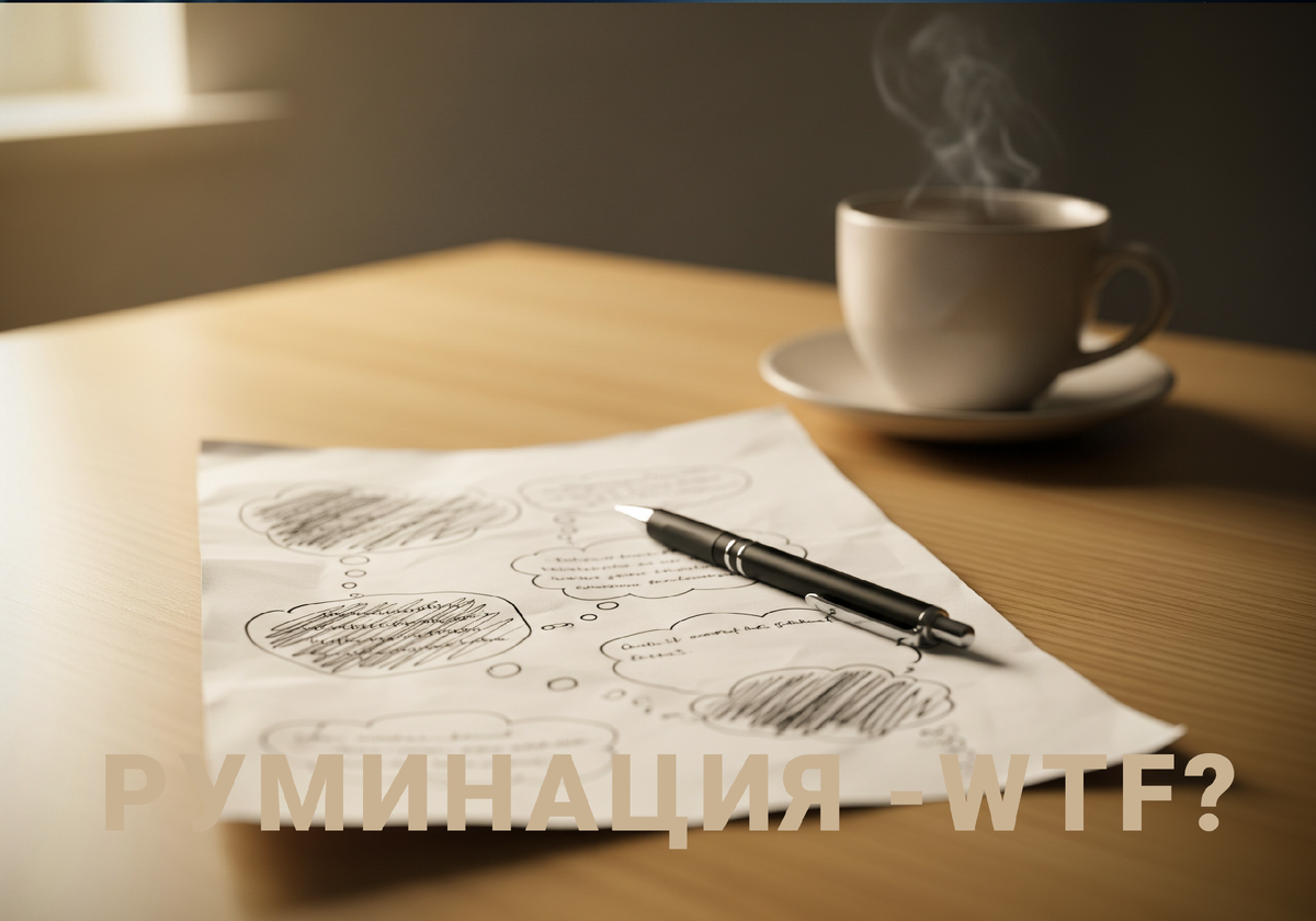 Лист бумаги и ручка для самопроверки уровня руминации тест