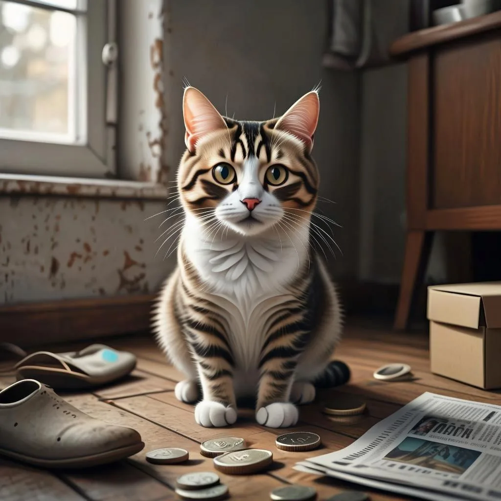 Котик, напуганный перспективами по версии Gigachat