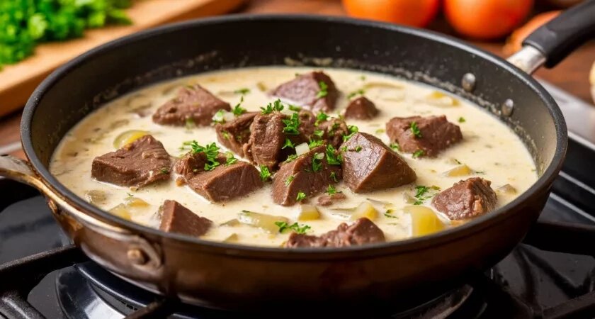    Залила печень кипятком и добавила горчицу: теперь всегда так готовлю – нежнее, сочнее и вкуснее печенки еще не пробовала, делюсь