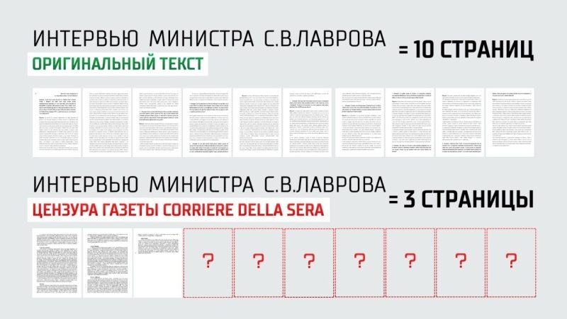    Итальянская газета Corriere della Sera отказалась публиковать интервью с Лавровым