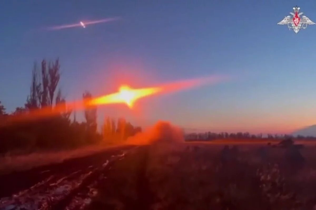    Минобороны показало кадры работы РСЗО «Град» по позициям ВСУ