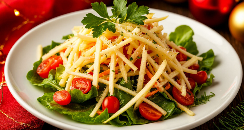    Салат "соломка" - нравится Огненной Лошади больше, чем легендарные "оливье" или "сельдь под шубой" - покоряет вкусом