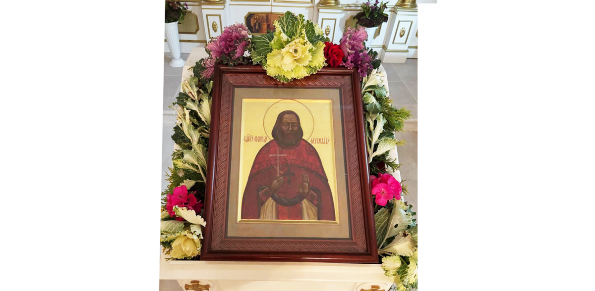 Икона священномученика Леонида Муравьёва. Крестовоздвиженский храм, село Марьинка