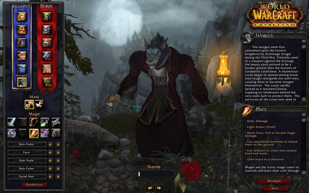 Редактор создания персонажа WoW Cataclysm