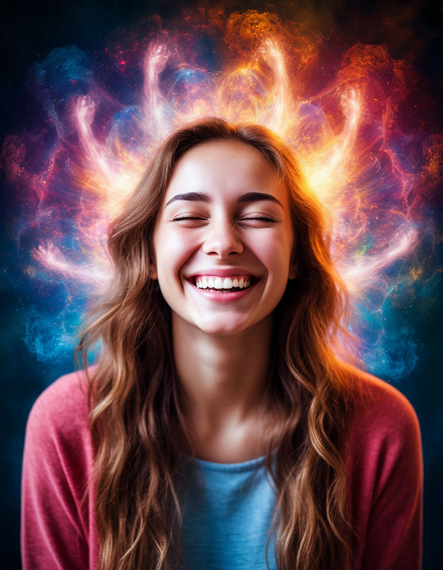 Я нарисовала ауру счастливого человека. Картинка создана совместно с ИИ