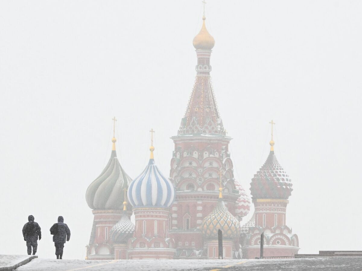    Сотрудники полиции на Красной площади во время снегопада в Москве© РИА Новости / Михаил Воскресенский
