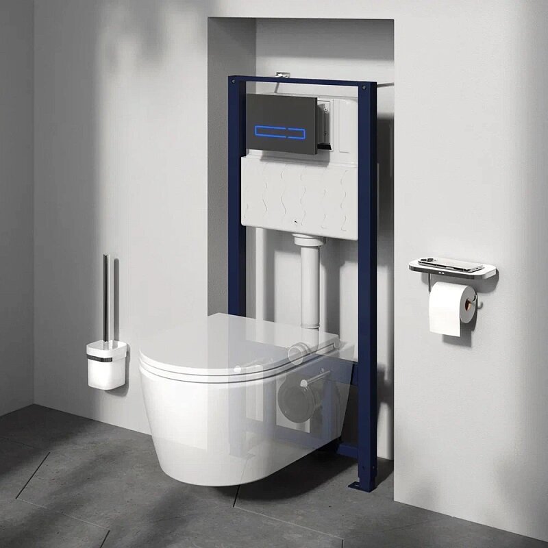 Инсталляция для подвесного унитаза AM.PM Pro I012704.9038 с пневм. клавишей черный матовый