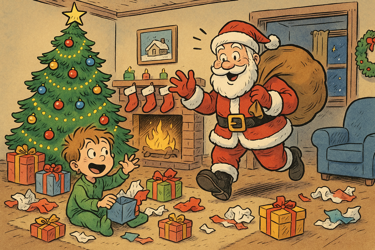 Новогодняя иллюстрация в ретро-стиле