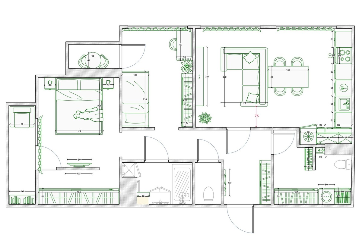 Итоговая планировка и расстановка мебели