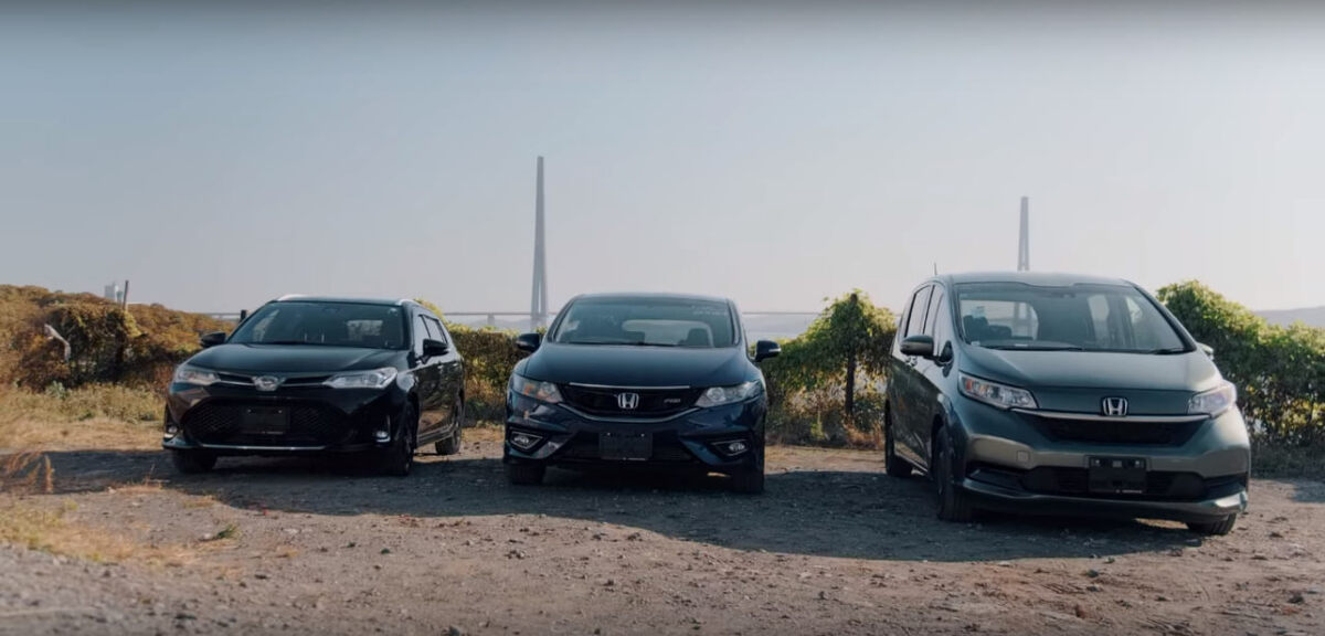 Toyota Corolla Fielder, Honda Jade и Honda Freed. Источник: скриншот из VKвидео канала «Япония Транзит»