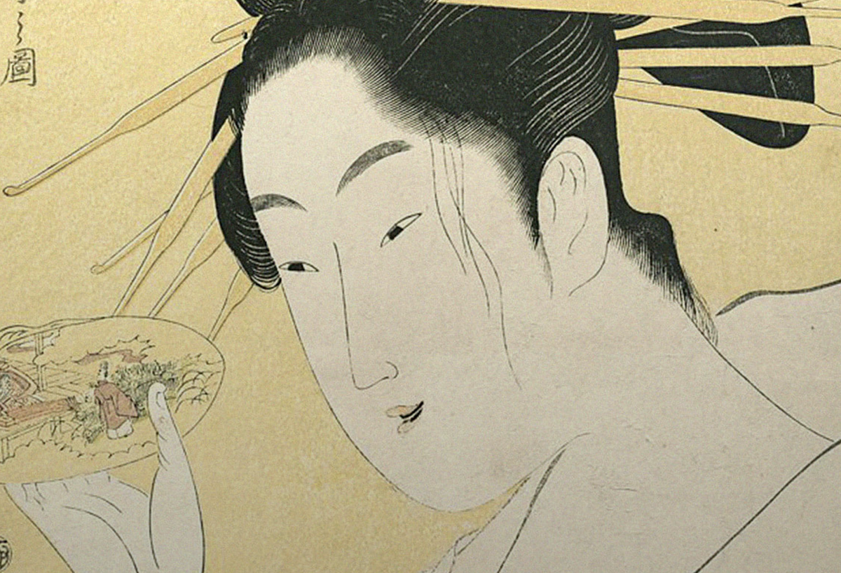 фото: «Сопоставление раковин», «Кисэн Хоси», из серии «Современные пародии на шесть поэтических бессмертных» — гравюра Тёбунсая Эйси (https://www.metmuseum.org/art/collection/search/45215)