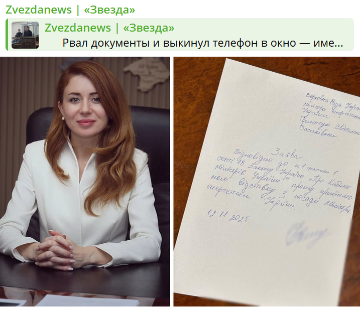 Светлана Гринчук написала заявление об отставке по собственному желанию. Скриншот:Telegram/Zvezdanews | «Звезда»
