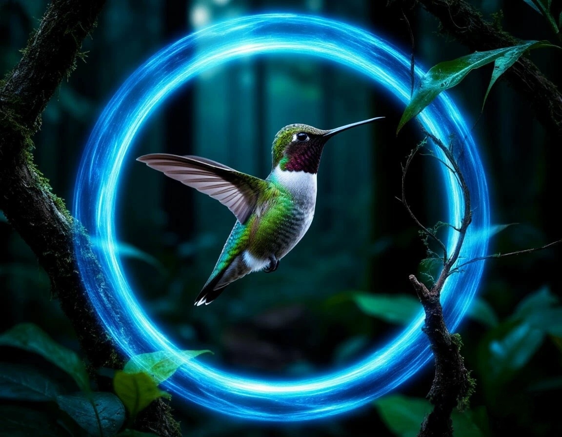 Колибри в синем кругу - Символ Международной ассоциации диабета. Создано в Шедеврум