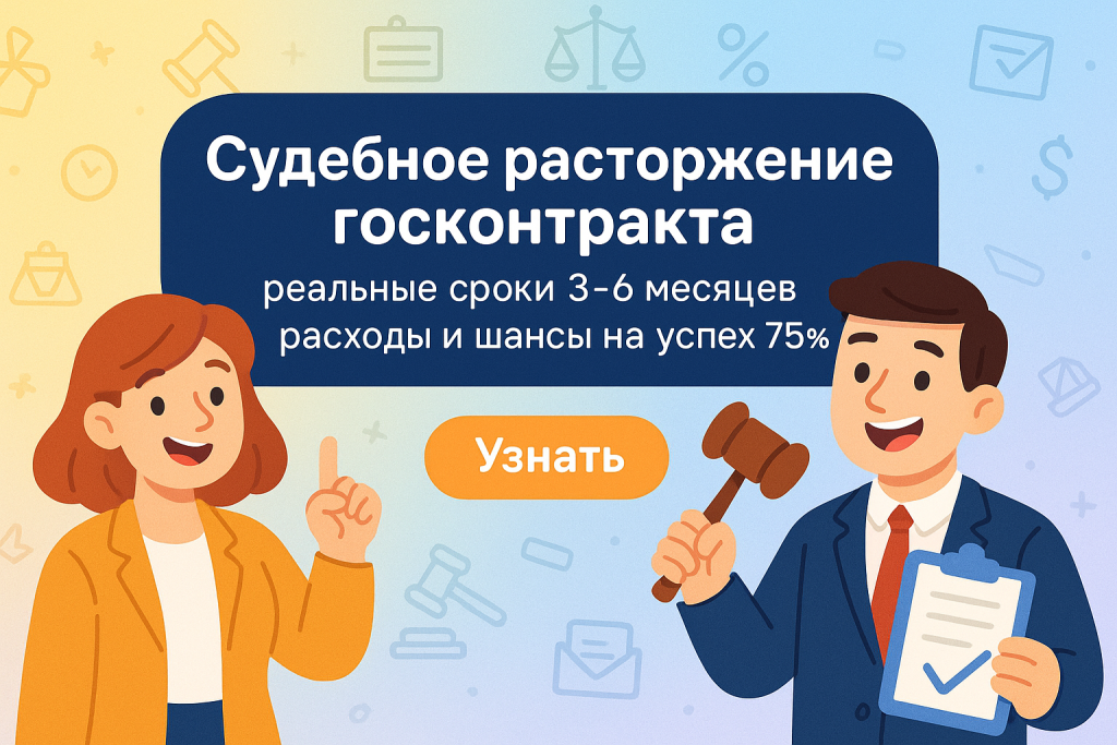    Судебное расторжение госконтракта: реальные сроки 3-6 месяцев, расходы и шансы на успех 75%