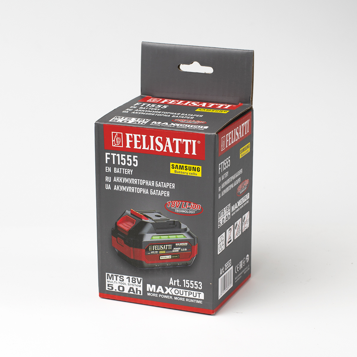 Фотография упаковки АКБ FELISATTI с ячейками SAMSUNG