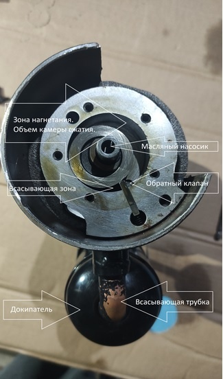 Компрессор в разрезе. Вид снизу.