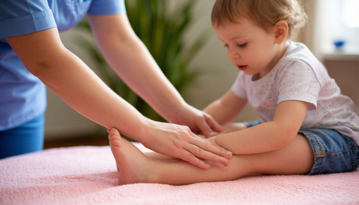 массаж стоп и ладоней для стимуляции центра мозга, отвечающего за речь