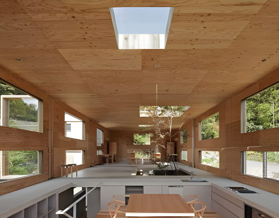 На фото: потолок из фанеры