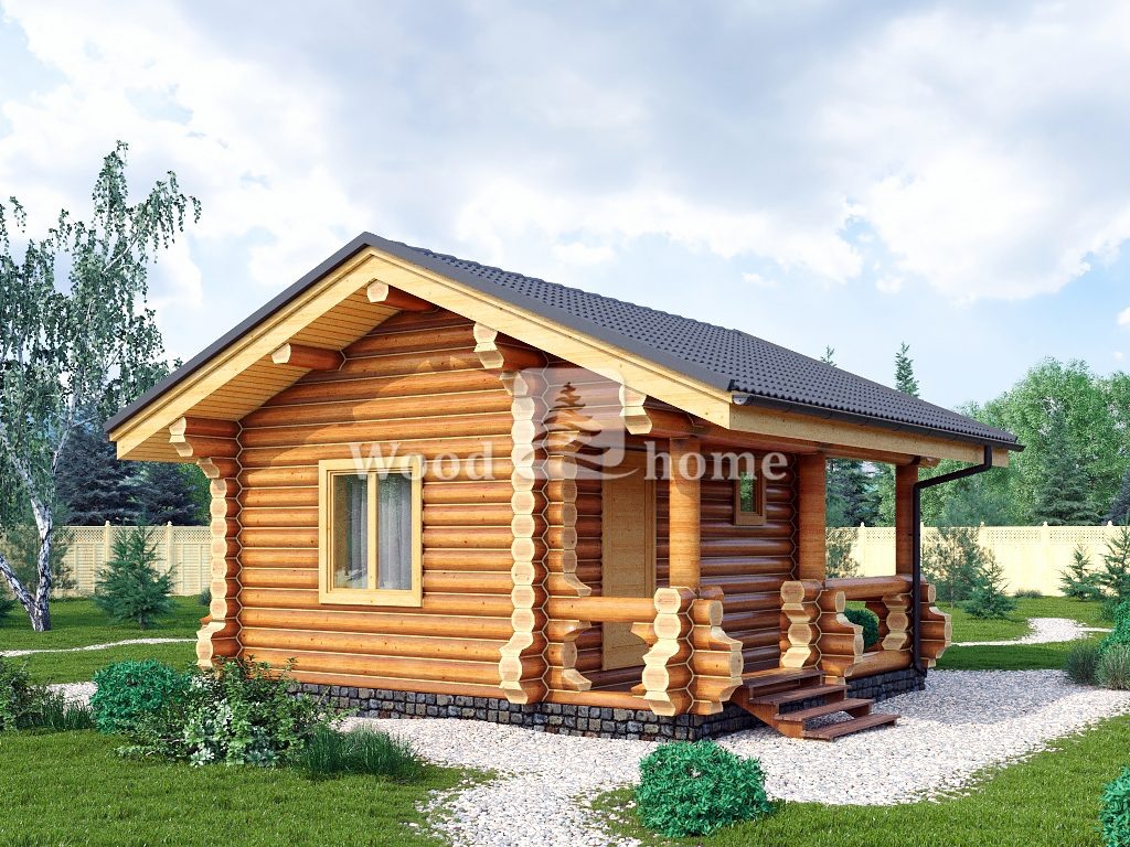 На фото: баня из оцилиндрованного бревна (работа компании WOOD HOME