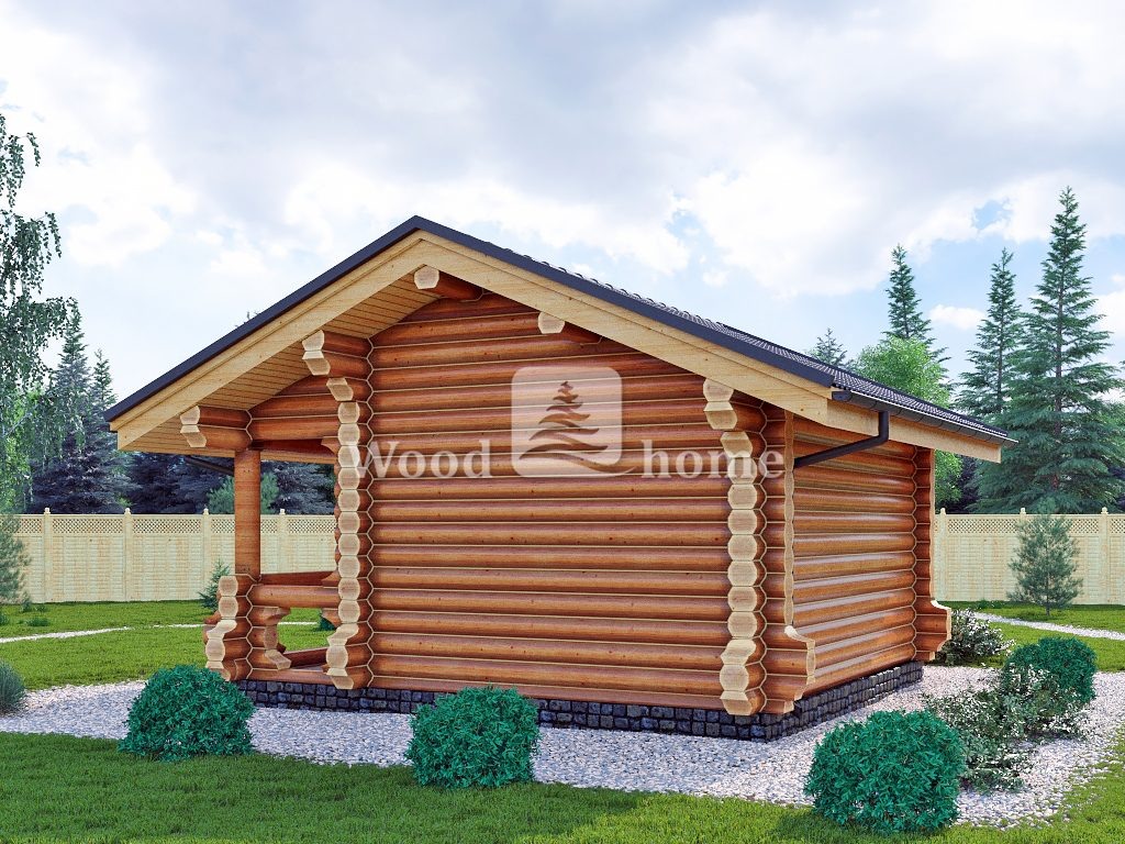 На фото: баня из оцилиндрованного бревна (работа компании WOOD HOME